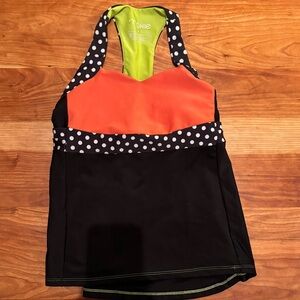 Orange and Black Polka Dot Tank Top